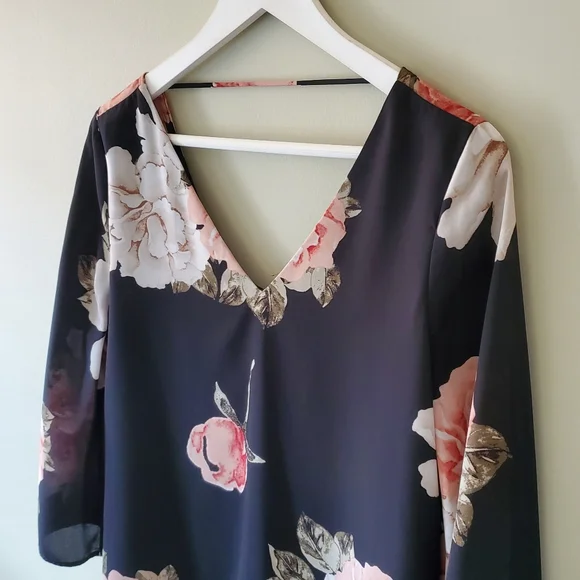 Dynamite S Soft Romantic Whimsigoth Fairy Grunge Floral Criss-Cross Back Blouse - Picture 5 of 11